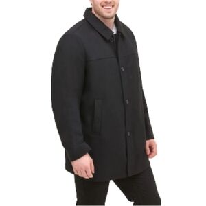 Dockers Black Wool-Blend Button Front Pea Coat Size Men's Medium